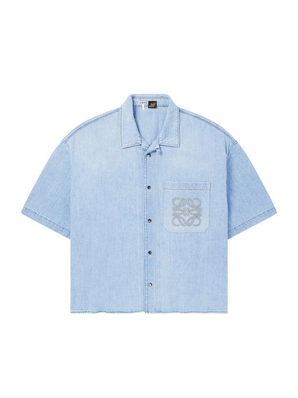 Photo: LOEWE - Paula's Ibiza Logo-Embroidered Denim Shirt - Blue