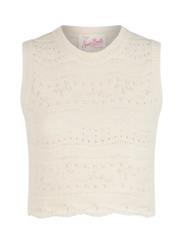 Photo: MC2 Saint Barth Woman Sleeveless Cotton Knit Top Peach