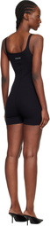 Marine Serre Black Moon Logo Ribbed Jersey Short Jumpsuit