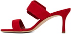 Manolo Blahnik Red Gable Heeled Sandals