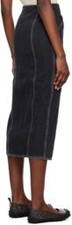 SUNNEI Gray Faded Denim Midi Skirt