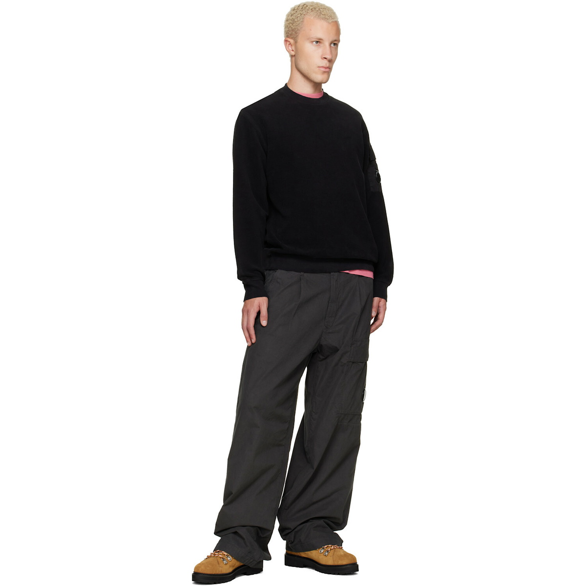 C.P. Company Gray Micro-Reps Boxy Pleats Cargo Pants