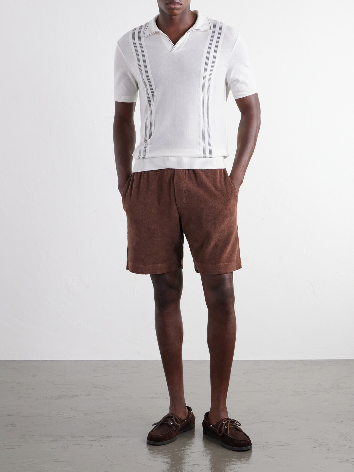 Orlebar Brown - Marling Solid Cotton Organic Terry Shorts - Brown