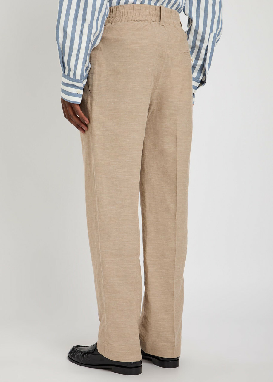 Jacquemus Le Pantalon Croisiere Straight-leg Linen-blend Trousers Beige