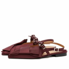 GANNI Women's Big Bow Slingback Ballerina in Dark Burgundy