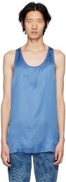 MM6 Maison Margiela Blue Embroidered Tank Top