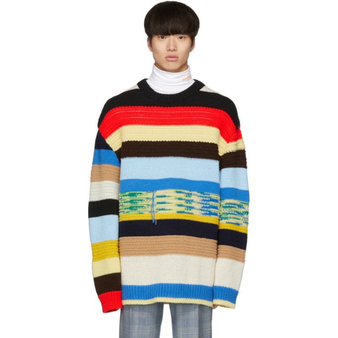 Photo: Calvin Klein 205W39NYC Multicolor Irregular Striped Sweater