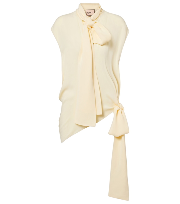 Photo: Plan C Asymmetric tie-neck blouse