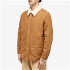 Loewe Men's Shaved Shearling Overshirt in White/Champagne