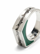 Stephen Webster Sterling Silver Inscription Inlay Malachite Signet Ring