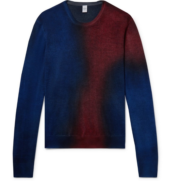 Photo: Berluti - Slim-Fit Ombré Cashmere and Silk-Blend Sweater - Navy