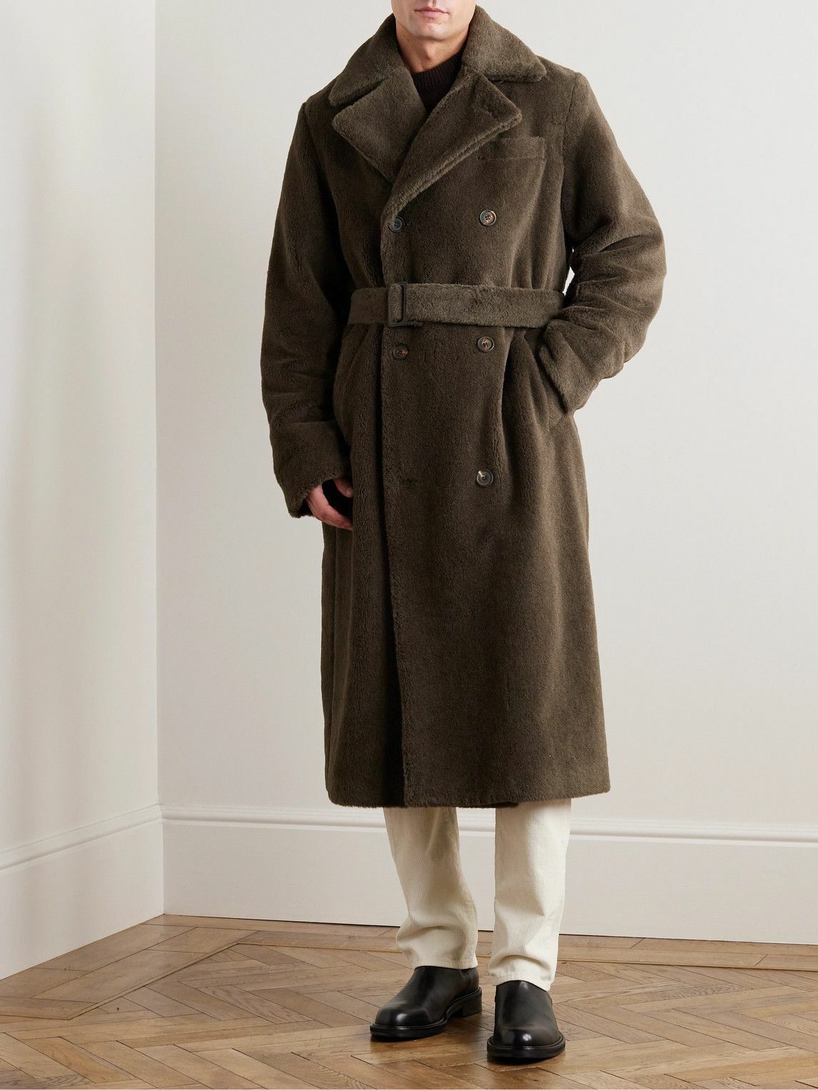 Richard James - Belted Double-Breasted Alpaca Coat - Brown