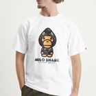 A Bathing Ape Men's 1st Camo Milo Shark T-Shirt in White X Green