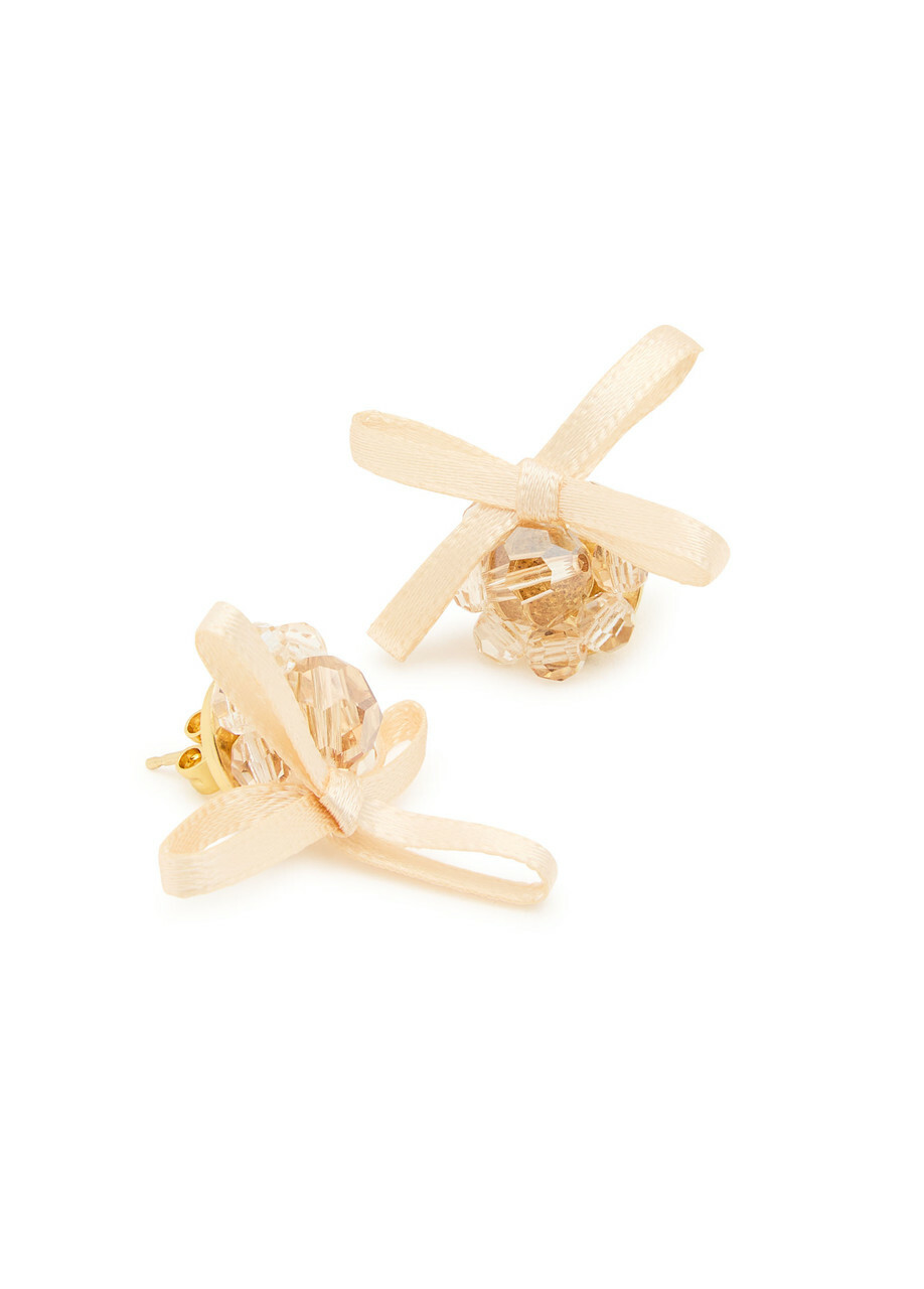 Simone Rocha Petite Bow Crystal-embellished Stud Earrings - Cream - One Size