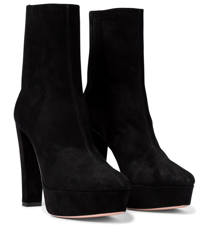 Photo: Aquazzura Saint Honore 120 suede platform ankle boots