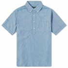 Beams Plus Men's B.D. Pullover Short Sleeve Chambray Shirt in Blue