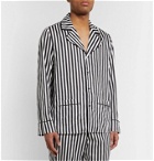 Les Girls Les Boys - Camp-Collar Piped Striped Cotton-Sateen Pyjama Shirt - Black