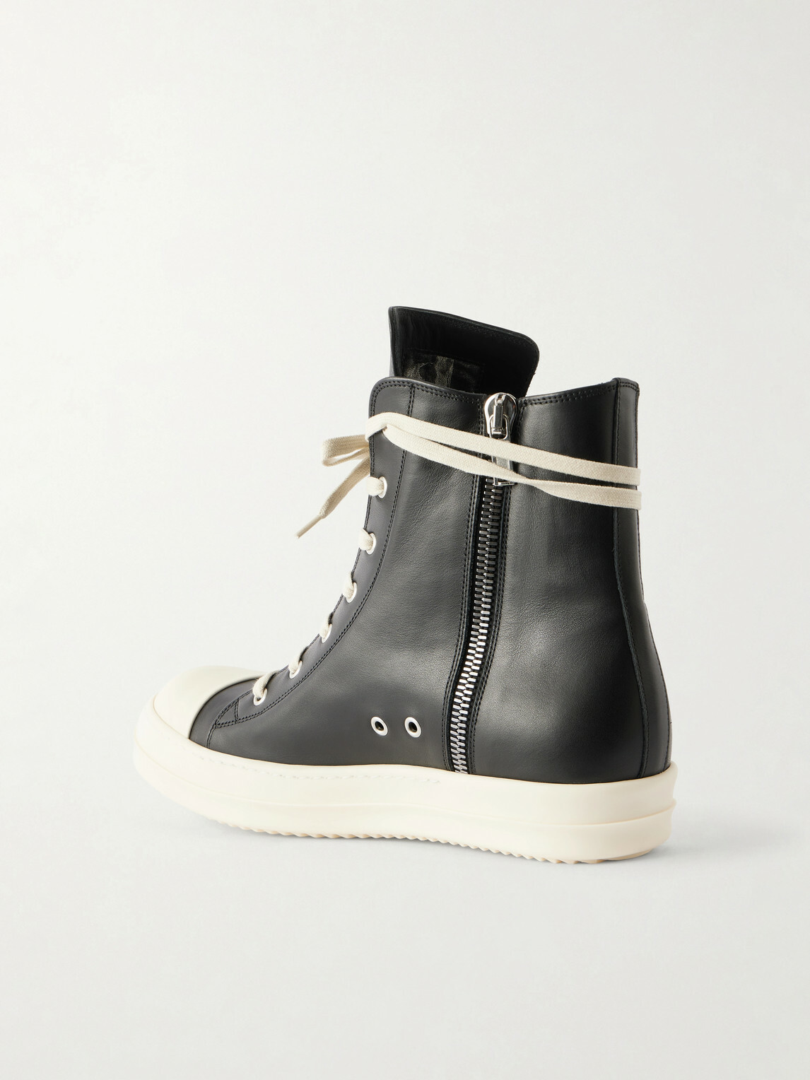 Rick Owens - Ramones Full-Grain Leather and Rubber Sneakers - Black