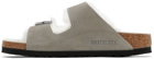 Birkenstock Gray Narrow Arizona Shearling Sandals