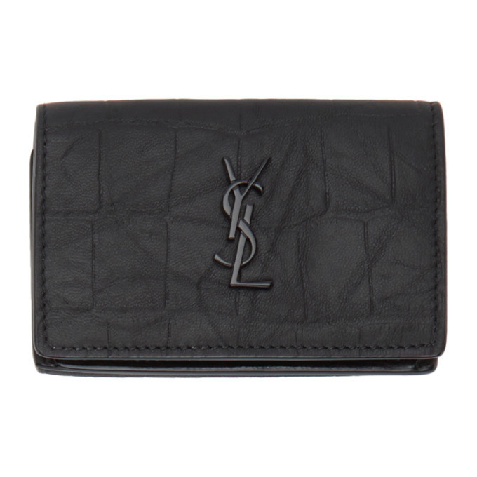 Photo: Saint Laurent Black Croc Monogramme Wallet