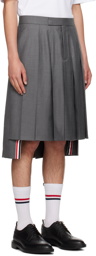 Thom Browne Gray Pleated Midi Skirt