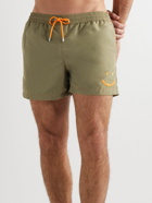 Paul Smith - Slim-Fit Short-Length Embroidered Recycled Swim Shorts - Brown