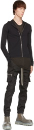 Rick Owens Black Stretch Jersey Hoodie