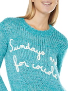 MC2 Saint Barth Woman Crewneck Soft Crop Sweater With Sundays Are For Coccole Embroidery