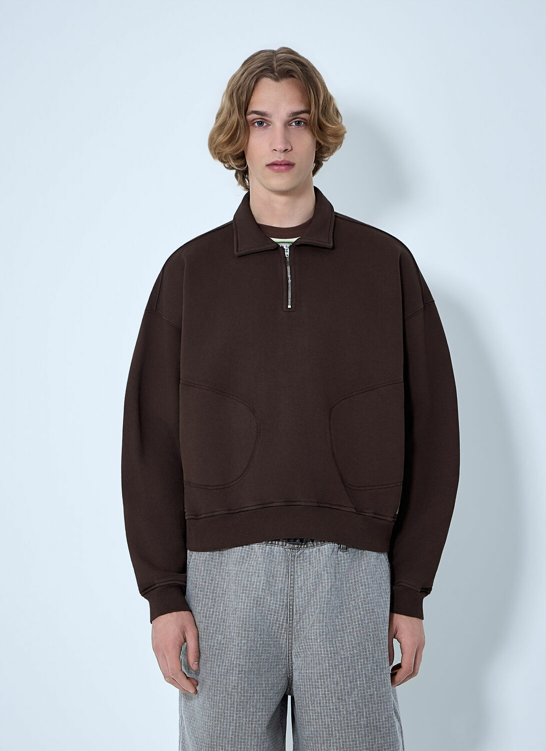 Brain Dead Half-Zip Collared Sweatshirt
