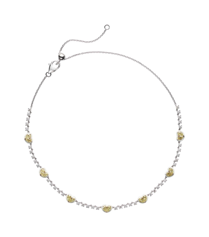 Photo: Kamyen Twin Heart 18kt white gold and enamel choker with diamonds