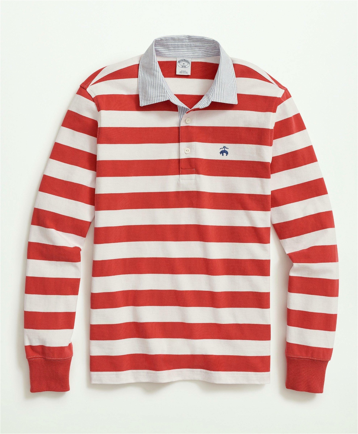 Photo: Brooks Brothers Men's Sueded Cotton Stripe Rugby | Red