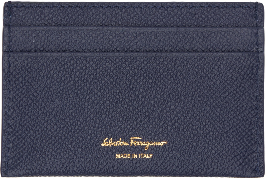 Ferragamo Navy Gancini Card Holder