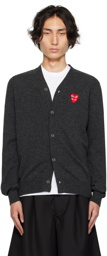 COMME des GARÇONS PLAY Gray Layered Double Heart Cardigan