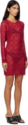 Marine Serre Red Moonogram Mesh Flock Minidress