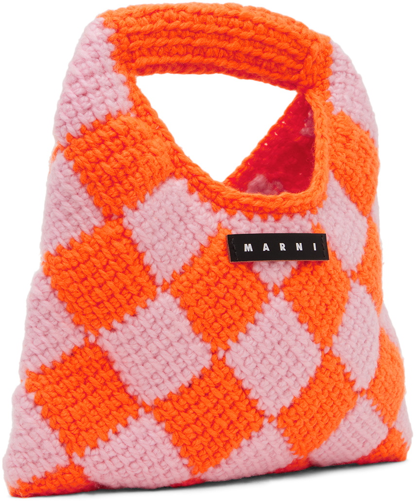 Marni Kids Orange & Pink Crochet Diamond Bag Marni