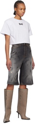 We11done Gray Shoulder Pad Cropped T-shirt