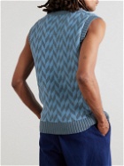 MANAAKI - Manaia Slim-Fit Intarsia Cotton Sweater Vest - Blue