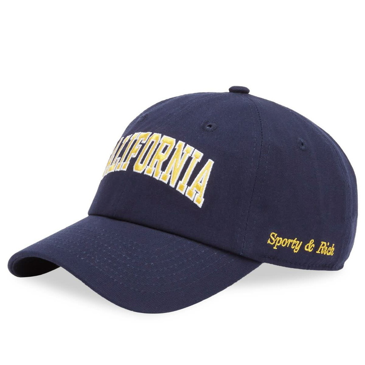 Photo: Sporty & Rich Women's California Hat in Navy Gold/White 