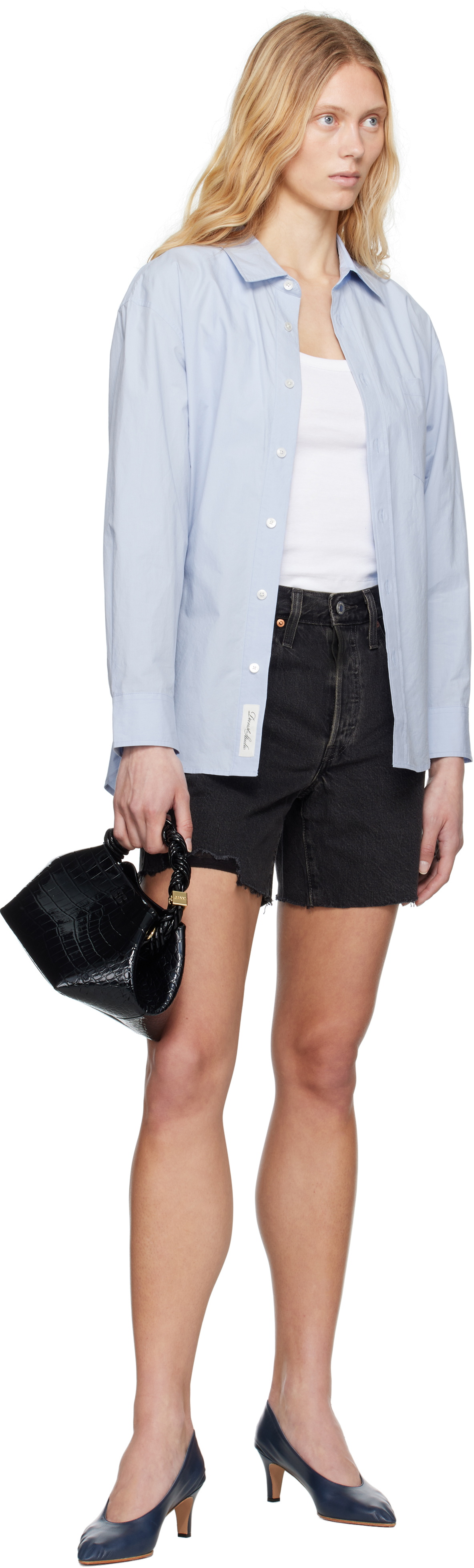 Levi's Black 501 Mid Thigh Denim Shorts