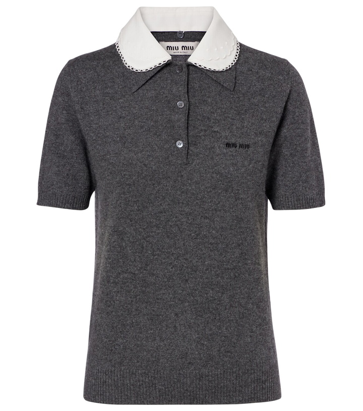 Photo: Miu Miu Logo cashmere polo shirt
