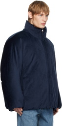 WOOYOUNGMI Navy Velour High Neck Goose Down Jacket