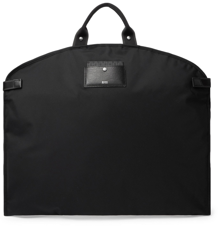 Photo: HUGO BOSS - Leather-Trimmed Nylon Garment Bag - Black