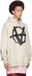 VETEMENTS Beige Anarchy Gothic Logo Hoodie