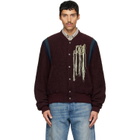 Dries Van Noten Burgundy Fringe Bomber Jacket