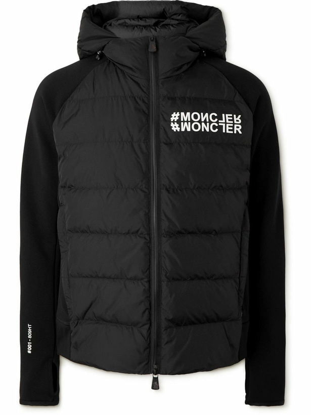 Photo: Moncler Grenoble - Logo-Print Quilted Shell and Jersey Hooded Down Ski Jacket - Black