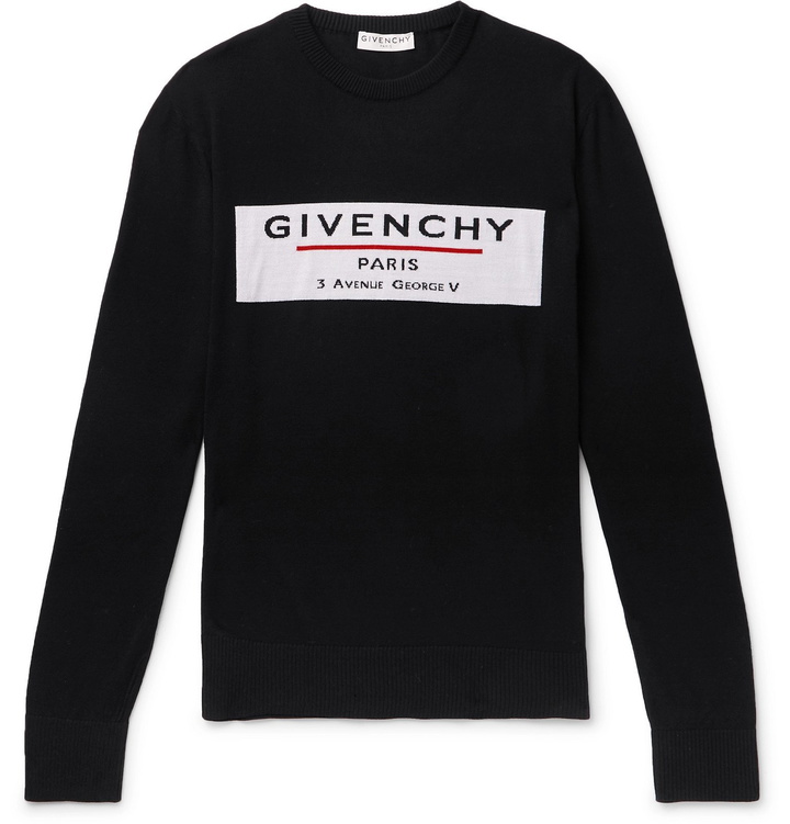 Photo: Givenchy - Logo-Intarsia Wool Sweater - Black