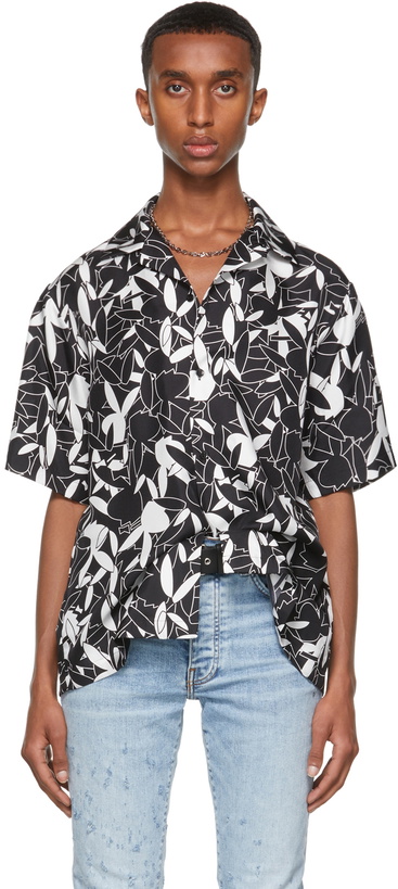 Photo: AMIRI Black Playboy Edition Silk All Over Short Sleeve Shirt