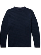 Blue Blue Japan - Indigo-Dyed Zebra-Jacquard Cotton-Blend Sweater - Blue