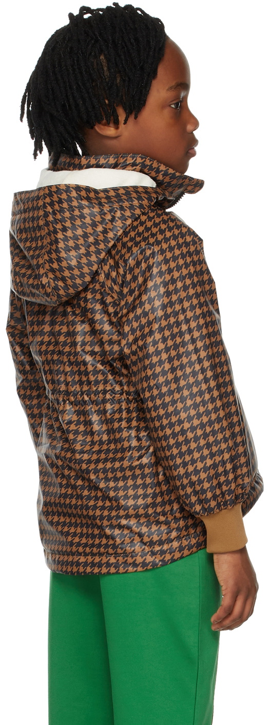 Mini Rodini Kids Brown Houndstooth Windbreaker Jacket