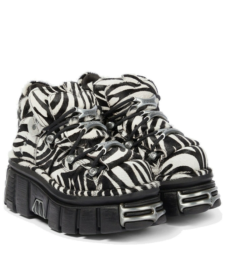 Photo: Vetements - x New Rock zebra-print calf-hair platform sneakers